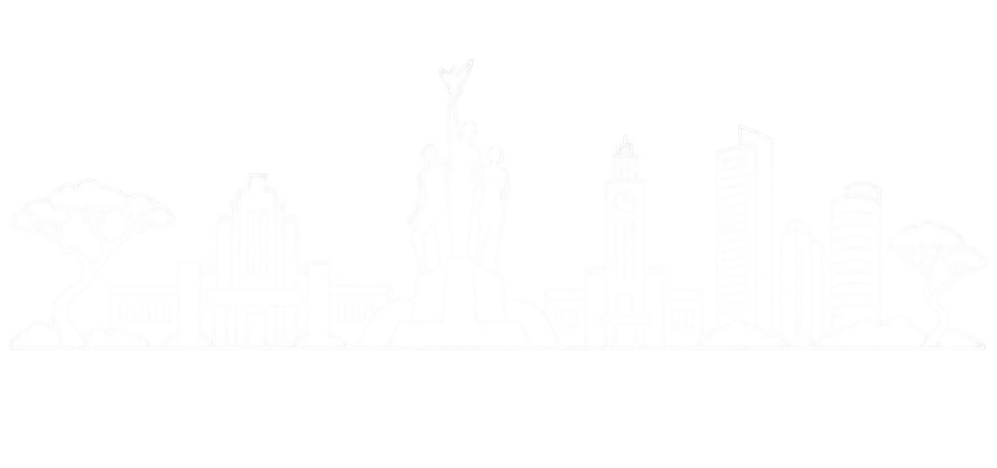 Silhueta de Goiânia com o Monumento às Três Raças